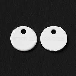 Spray Painted 201 Stainless Steel Charms, Flat Round Charm, White, 6x0.5mm, Hole: 1mm(STAS-I672-01A)