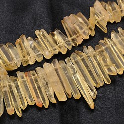 Dyed Natural Quartz Crystal Nuggets Graduated Beads Strands, Yellow, 10~45x4~8mm, Hole: 1mm, 16 inch(G-F214-19A)