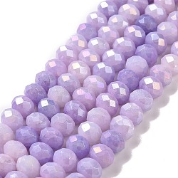 Faceted Electroplated Glass Beads Strands, AB Color Plated, Rondelle, Lilac, 7~7.5x5.5~6mm, Hole: 1.4mm, about 65pcs/strand, 15.35~15.55 inch(39~39.5cm)(X-GLAA-C023-02-B07)