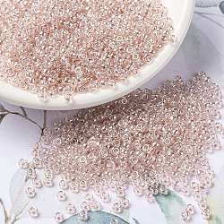 MIYUKI Round Rocailles Beads, Japanese Seed Beads, 8/0, (RR330) Transparent Pink Mist Luster, 3mm, Hole: 1mm, about 422~455pcs/10g(X-SEED-G008-RR0330)