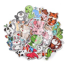 50 Sheets Paper Cartoon Animal Stickers, Mixed Color, 34~78x35~70x0.2mm, 50 sheets/bag(STIC-Q002-11)