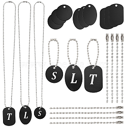 AHADERMAKER DIY Blank Pendant Necklace and Price Tag Making Kit, Including Flat Round & Rectangle & Oval Aluminium Pendants, Iron Ball Chains & Tag Chains, Black, 60Pcs/box(DIY-GA0003-65)