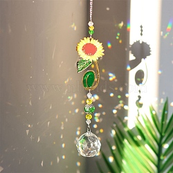 Crystal Suncatcher, with Metal Findings, for Home, Garden Decor, Flower, 150mm(PW-WG21098-02)