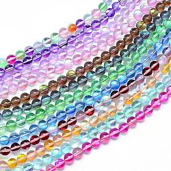 Synthetic Moonstone Beads Strands, Holographic Beads, Dyed, Round, Mixed Color, 8mm, Hole: 1mm, about 45~47pcs/strand, 14~15 inch(G-R375-8mm-B)