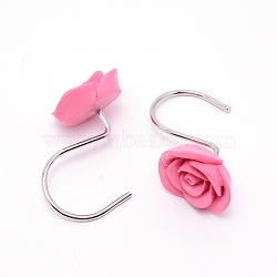 Iron Window Curtain Hook, Calabash S Shape with Resin Curtain Pothook, Shower Curtain Hook, Bathroom Curtain Potooks, Hot Pink, 37x12.5mm, 12pcs/box(IFIN-WH0054-09)