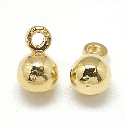 Brass Charms, Round, Real 18K Gold Plated, 7x4.7mm, Hole: 1mm(X-KK-T032-181G)