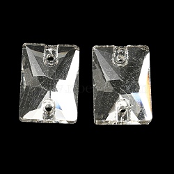 Glass Connector Charms, Faceted, Rectangle Links, Clear, 14x10x4mm, Hole: 1mm(GLAA-A006-09B)