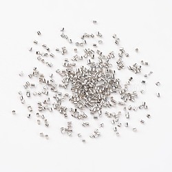 Brass Crimp Beads, Tube, Platinum, 2x2x0.1~0.13mm, Hole: 1.5mm(KK-R077-2mm-P)