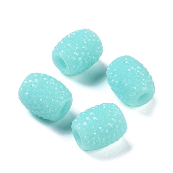 Opaque Resin European Jelly Colored Beads, Large Hole Barrel Beads, Bucket Shaped, Cyan, 15x12.5mm, Hole: 5mm