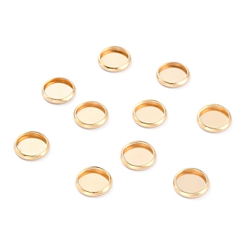 304 Stainless Steel Cabochon Settings, Plain Edge Bezel Cups, Flat Round, Golden, 10x2mm Tray: 8mm