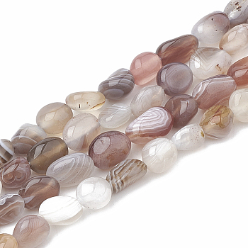 Natural Botswana Agate Beads Strands, Oval, 8~15x8~10x4~10mm, Hole: 1mm, about 36~42pcs/strand, 15.7 inch