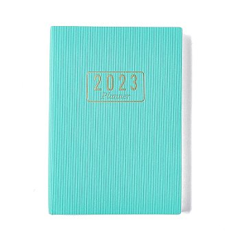 2023 Notebook with 12 Month Tabs, Weekly & Monthly & Daily PU Cover Planner, for Scheduling, Turquoise, 208x145x19mm