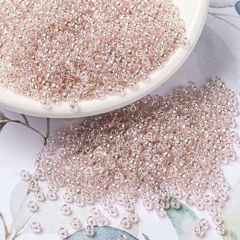 MIYUKI Round Rocailles Beads, Japanese Seed Beads, 8/0, (RR330) Transparent Pink Mist Luster, 3mm, Hole: 1mm, about 422~455pcs/10g