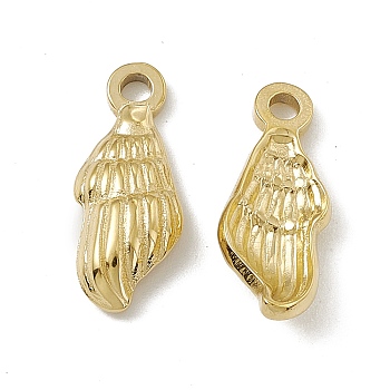 Vacuum Plating 201 Stainless Steel Pendants, Conch Charm, Real 18K Gold Plated, 18x7.5x3.5mm, Hole: 1.8mm