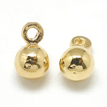 Brass Charms, Round, Real 18K Gold Plated, 7x4.7mm, Hole: 1mm