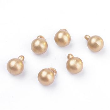 Spray Painted Acrylic Charms, Round, Matte Style, Gold, 11x8mm, Hole: 2mm, about 1570pcs/500g