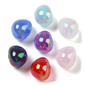 UV Plating Acrylic Beads, Iridescent, Teardrop, Mixed Color, 15x11.5x12mm, Hole: 1.5mm