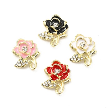 Alloy Enamel Pendants, with Crystal Rhinestone, Flower Charm, Mixed Color, 18x15x4.5mm, Hole: 2x1.5mm
