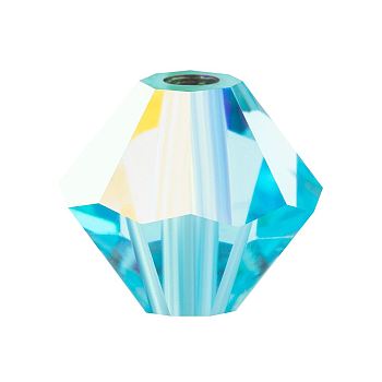 Preciosa&reg Crystal Beads, Czech Crystal, Bicone(451 69 302 Rondelle), 60010 200 Aqua Bohemica AB, 5mm, Hole: 1mm