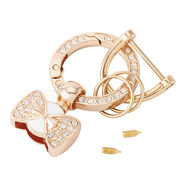 1Pc DIY Alloy Rhinestone Spring Gate Rings Keychains(FIND-TA0008-54B-G)-2