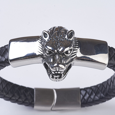 Geflochtene Lederarmbänder für Herren(BJEW-P194-17B)-4