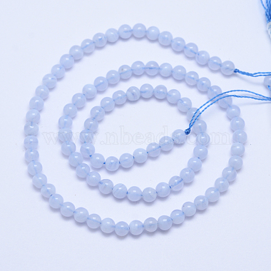 Grade A Natural Blue Lace Agate Round Bead Strands(G-L417-09-4mm)-2