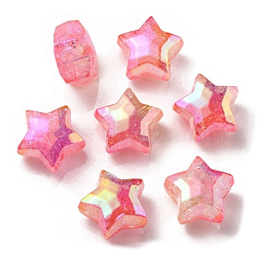 UV Plating Transparent Crackle Acrylic Beads(OACR-P010-09D)-2