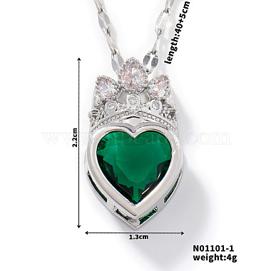 Green Heart Cubic Zirconia Necklaces