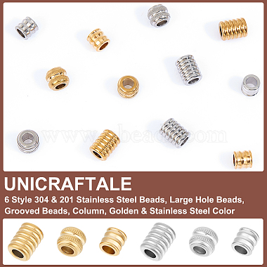 12Pcs 6 Style 304 & 201 Stainless Steel Beads(STAS-UN0050-26)-5
