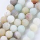 Brins de perles rondes d'amazonite de fleurs naturelles givrées(X-G-J363-01-8mm)-1