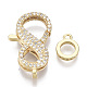 Brass Micro Pave Clear Cubic Zirconia Lobster Claw Clasps(ZIRC-S066-023-NF)-3