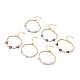 Corazón con pulsera de eslabones esmaltados de mal de ojo con cadenas de tenis de circonitas cúbicas transparentes(BJEW-G650-04G)-1