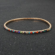 Alloy Rhinestone Cup Chain Bracelets for Women, Colorful, Inner Diameter: 3-1/8 inch(8cm)(WG1E62A-08)