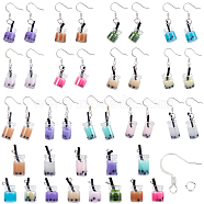 DIY Imitation Bubble Tea/Boda Milk Tea Dangle Earring Making Kits, Including Glass Bottle Pendants, Brass Earring Hooks, Mixed Color, 86pcs/box(DIY-SC0018-91)