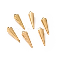 304 Stainless Steel Pendants, Spike/Cone, Golden, 18x5mm, Hole: 2mm.(STAS-G214-47G)