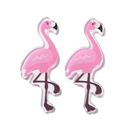 Transparent Acrylic Big Pendant, Flamingo, Pearl Pink, 55x22x2mm, Hole: 1.2mm(ENAM-D045-01A)