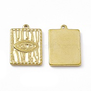 Vacuum Plating 201 Stainless Steel Pendants, Rectangle with Eyes Charm, Real 18K Gold Plated, 21x15.5x2mm, Hole: 1.4mm(STAS-J401-VC811)