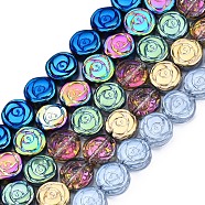 Electroplate Glass Beads Strands, Flower, Mixed Color, 10x4mm, Hole: 0.9mm, about 65~66pcs/strand, 24.80 inch~25.59 inch(63~65cm)(EGLA-N008-001)