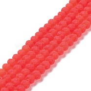 Transparent Glass Beads Strands, Faceted, Frosted, Rondelle, Tomato, 6x4.5mm, Hole: 1.4mm, about 83~85pcs/strand, 38~39cm(EGLA-A034-T6mm-MD01)