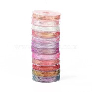 12 Rolls 12 Colors 6-Ply PET Polyester Cord, for Jewelry Making, Pink, 0.4mm, about 18~20m/roll, 1 roll/color(OCOR-L046-03D)