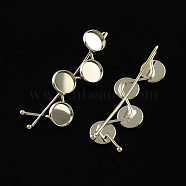 Iron Hair Bobby Pin Findings, with Brass Flat Round Tray, Platinum, Tray: 10mm, 63x19mm(MAK-Q001-032P)