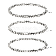 304 Stainless Steel Stretch Bracelets Set for Men Women, Ball Chain Bracelets, Stainless Steel Color, Inner Diameter: 2-1/8 inch(5.5cm), 3pcs/set(BJEW-JB06675)