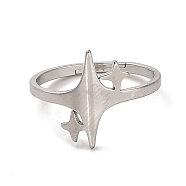 304 Stainless Steel Adjustable Ring, Star, Stainless Steel Color, US Size 6 1/4(16.7mm)(X-RJEW-Z015-05P)
