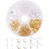 Brass Earring Setting Sets, with Leverback Earring Findings, Earring Hooks and Stud Earring Findings, Mixed Color, Pin: 0.7mm, 10x6mm, 19mm, Hole: 1.5mm, 15x10mm, Hole: 1mm, 20pcs/compartment, 120pcs/box(KK-PH0015-07)