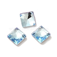 Glass Rhinestone Cabochons, Point Back & Back Plated, Faceted, Square, Light Azore, 7x7x3mm(RGLA-P037-06B-D202)