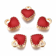 Alloy Enamel Charms, Cadmium Free & Lead Free, Heart, Light Gold, Red, 8.5x7.5x2.5mm, Hole: 1.4mm(ENAM-S121-164C-RS)