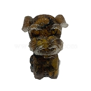 Resin Dog Display Decoration, with Natural Tiger Eye Chips inside Statues for Home Office Decorations, 25x30x40mm(PW-WG36855-09)