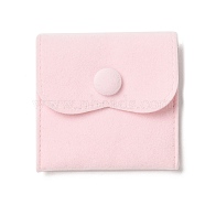 Velvet Jewelry Storage Pouches, Square Jewelry Bags with Snap Fastener, for Earrings, Rings Storage, Pink, 6.75~6.8x7cm(TP-B002-02F)