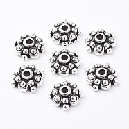 Tibetan Style Alloy Caps, Lead Free and Cadmium Free, Antique Silver, 8x3mm, Hole: 1mm(LF0664Y)