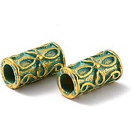 Elite 20Pcs Tibetan Style Alloy Beads, Column, Golden & Green Patina, 11x5.5mm, Hole: 3.3mm(FIND-PH0010-18)